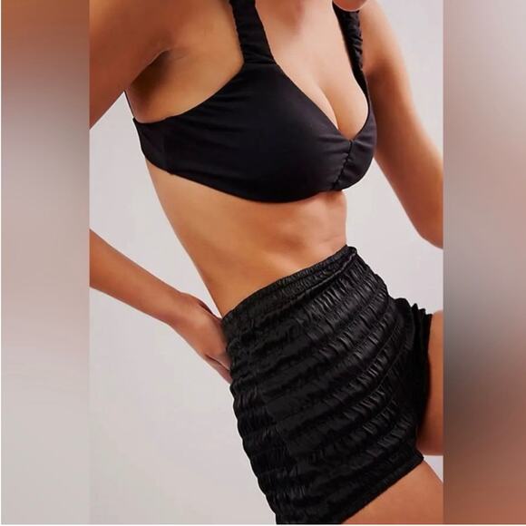 MSRP $48 Free  People Intimately Black Ruched Shorties Size XS-S  SAME DAY SHIP - Picture 2 of 7